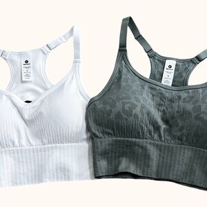 90 Degrees NWT Safari Trail 2pack sport bra laurel wreath loving leopard size S